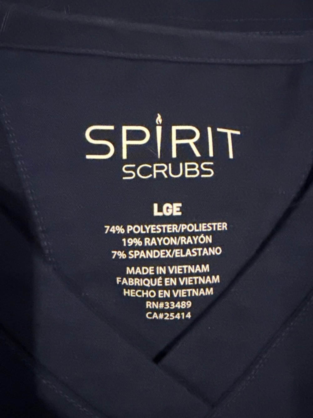 Spirit Navy Blue V-Neck Scrub Top - Picture 4 of 5